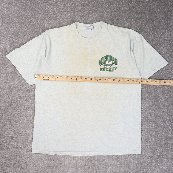VTG 90s Michigan Wings Hockey Made in USA XL Gray Short Sleeve T-Shirt - Picture 4 of 12